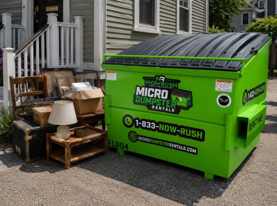 closeup of 6 yard front-load dumpster
