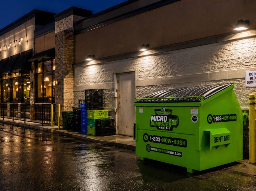 6 yard dumpster at commercial property for small cleanout