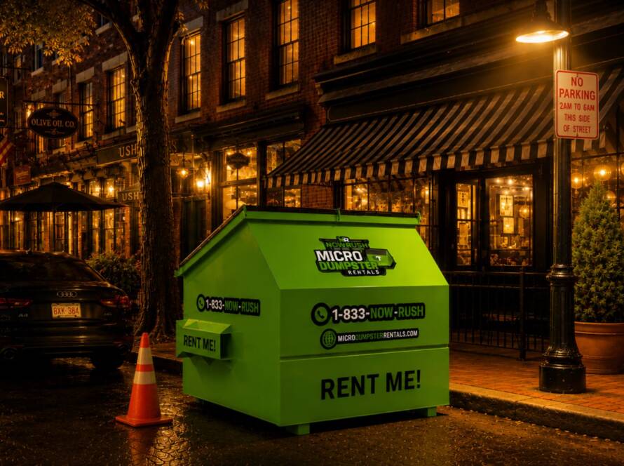 closeup of small micro dumpster